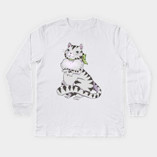 Francesca, The Fussy Fluffy Tabby Cat Kids Long Sleeve T-Shirt